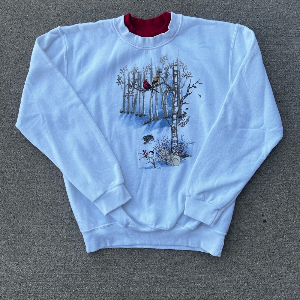 Women’s white and red Top Stitch grandmas sweater